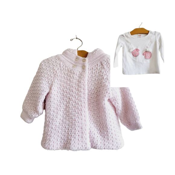 Bundle 18M sweater jacket and mitten tee - Picture 1 of 10